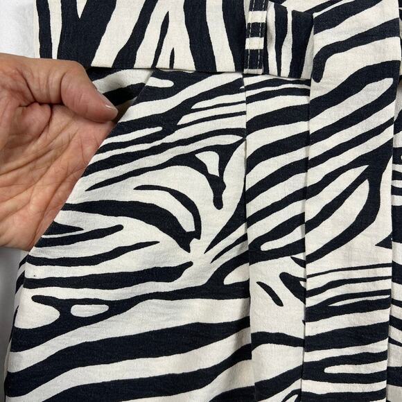 Nicole Miller Zebra Print High Rise Belted Pants 30” Inseam Size M - Picture 7 of 9